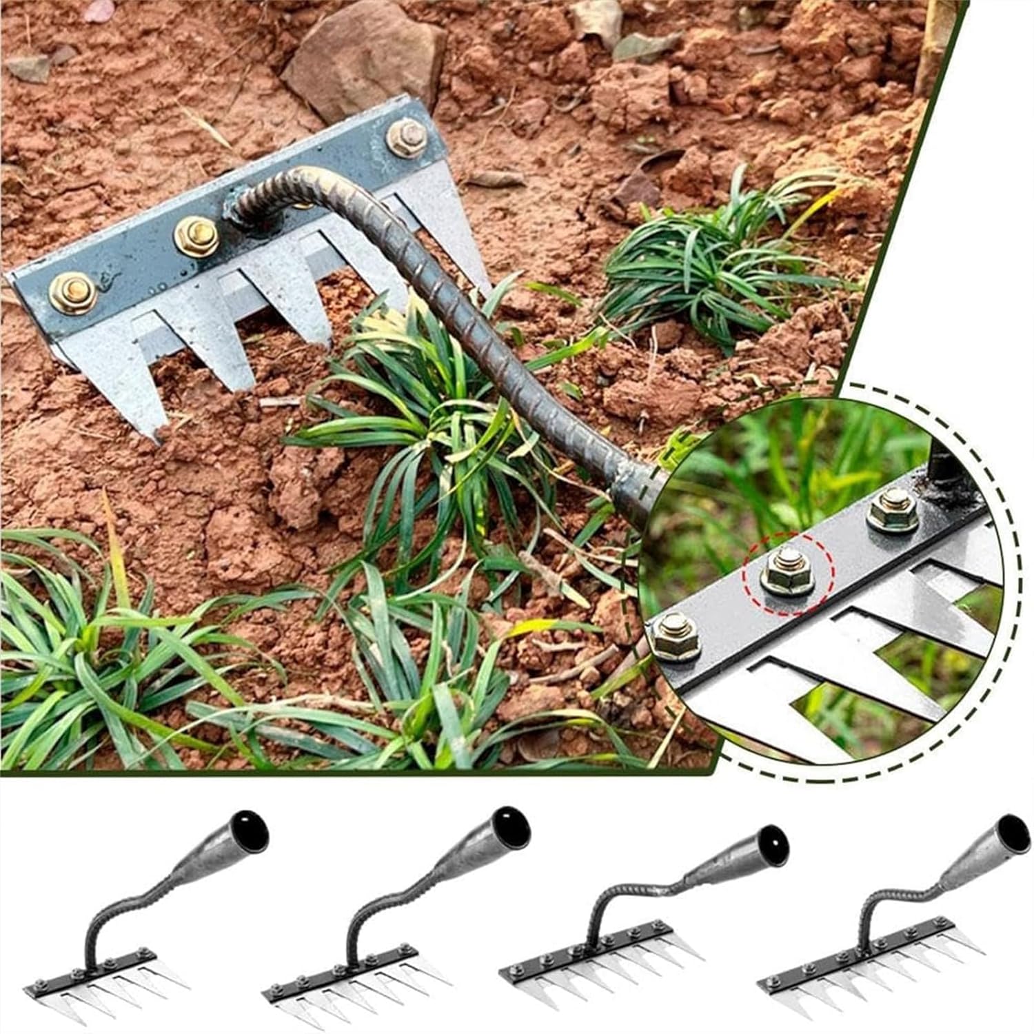 Agriculture Farming Hand Tools - 5/6/7/8 Teeth Metal Rake Garden Manual