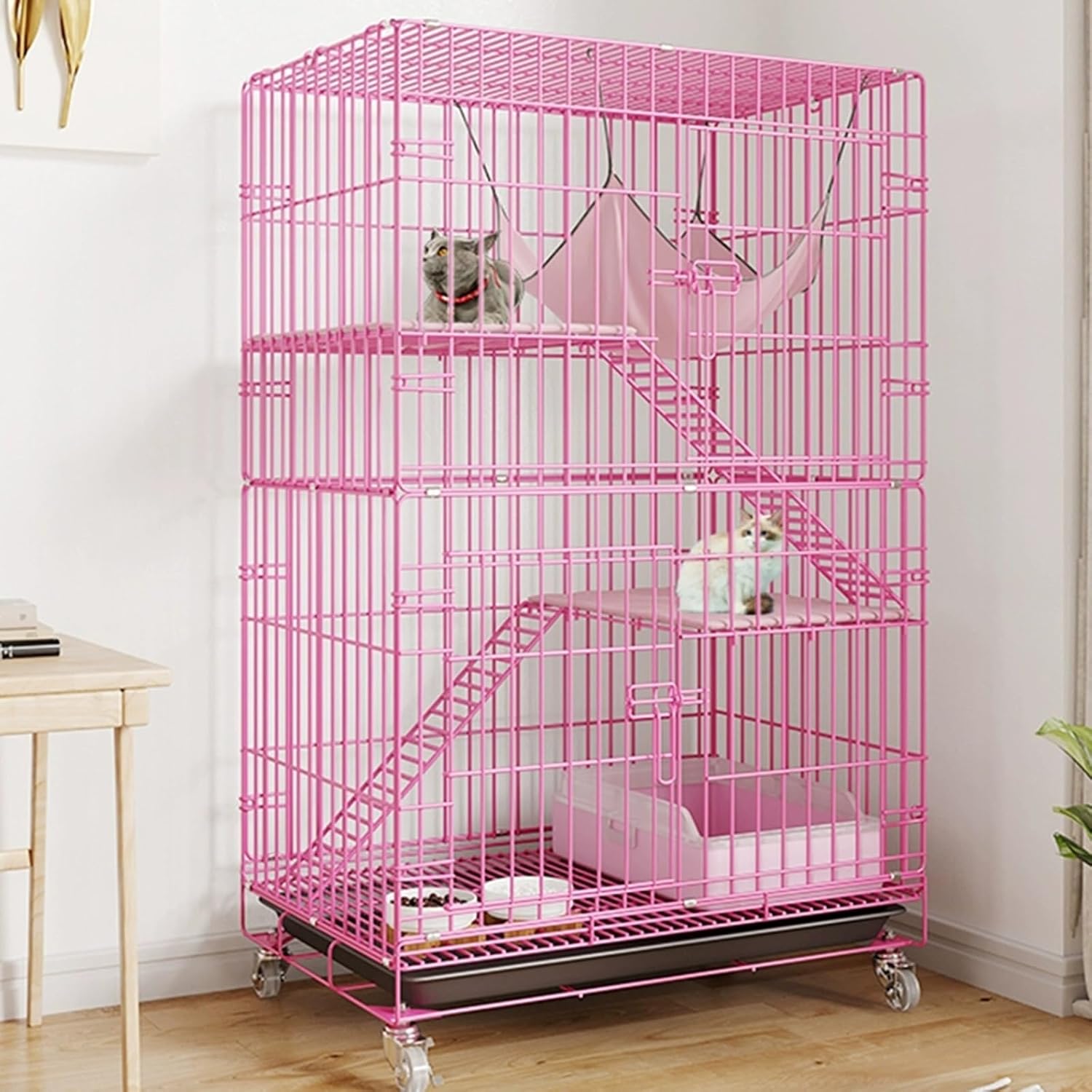 Rabbit Cage Wire - Foldable 3 Tier Cat Enclosure with