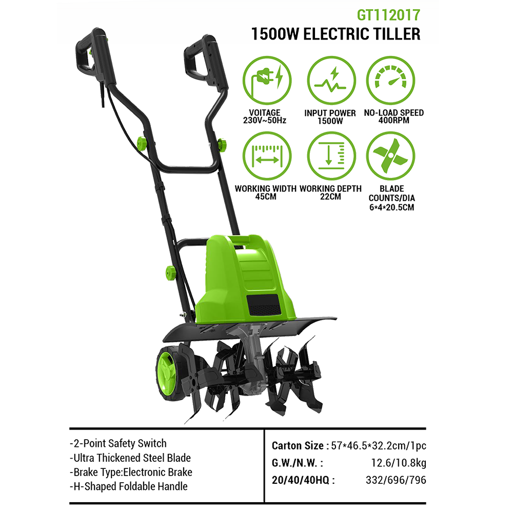 For 1500W Electric Power Tille - огляд і ціна Soil Tilling Cultivator