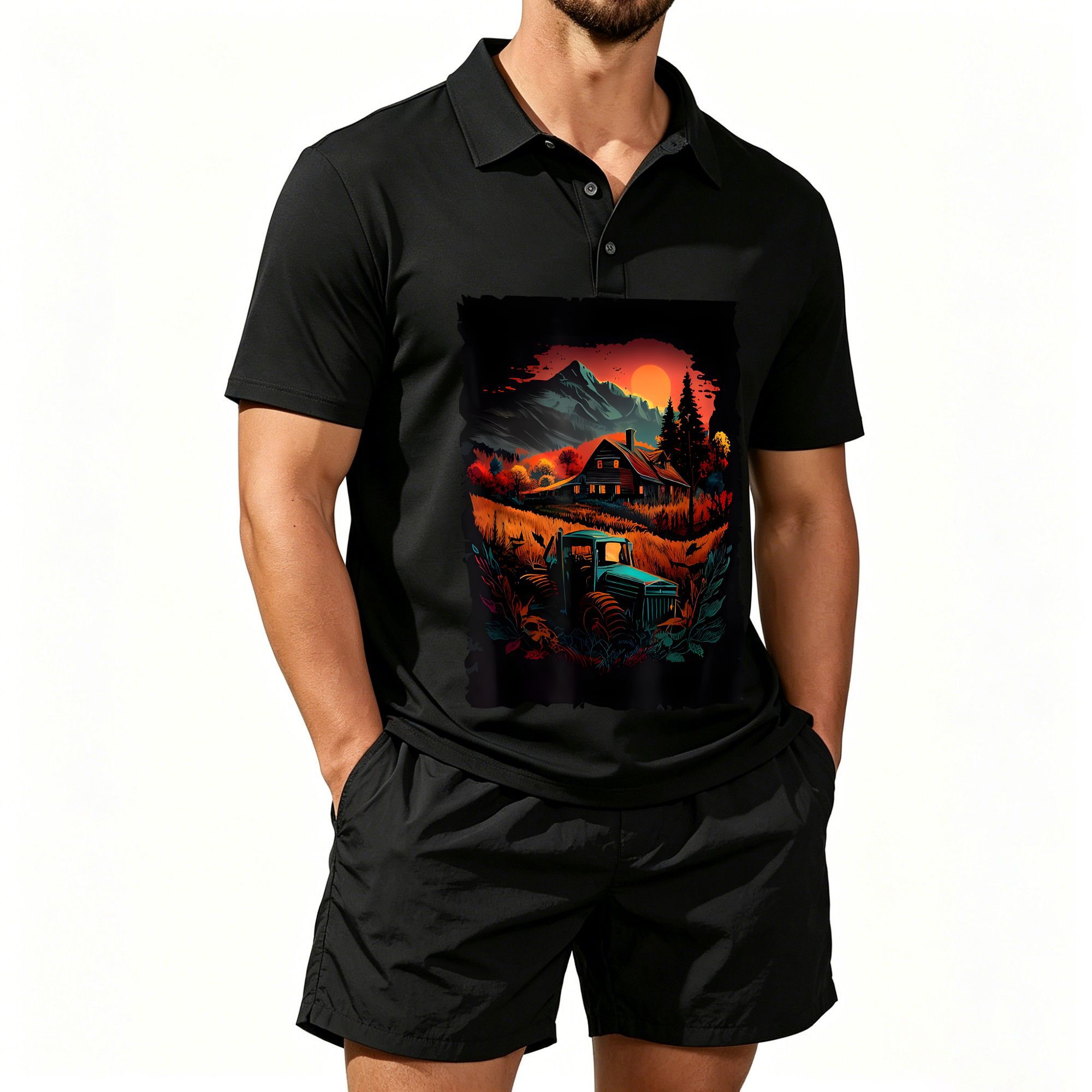 Men's Polo Shirt and Beach Sho - огляд і ціна Farming & Agriculture Word Stacks
